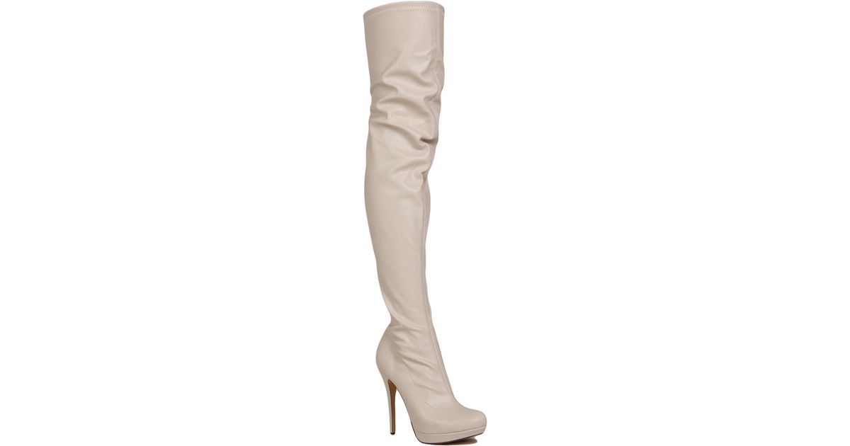 cream over the knee boots