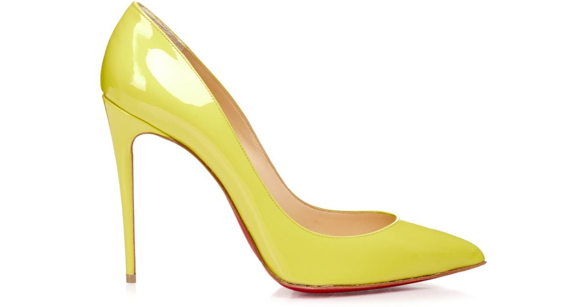 Christian Louboutin Pigalle Follies 100mm Patent-leather Pumps in Yellow |  Lyst