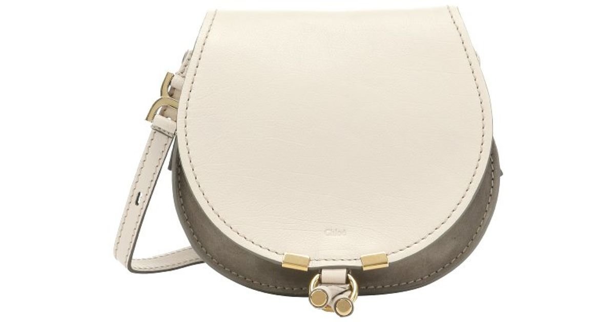 Chlo Abstract Calfskin \u0026#39;Marcie Nude\u0026#39; Small Saddle Bag in White | Lyst