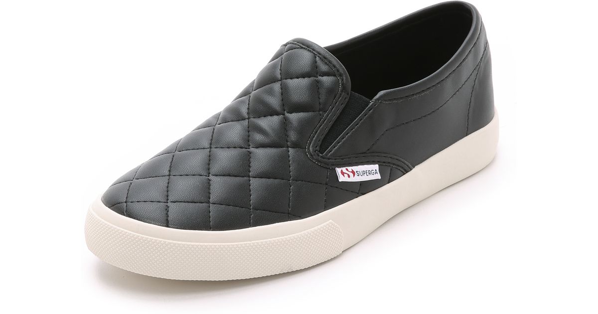 black quilted slip on sneakers