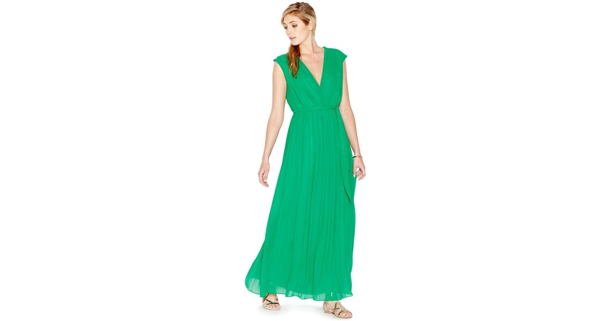 chiffon pleated maxi dress