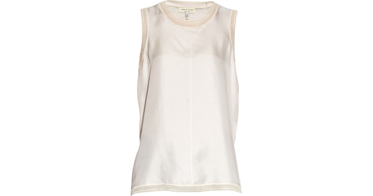 Rag & Bone Maude Sleeveless Silk Top in White Lyst