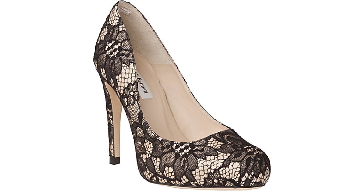 black lace court shoes
