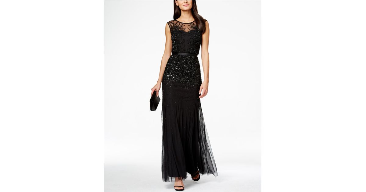 Adrianna Papell Boho Beaded Mesh Gown | Lyst
