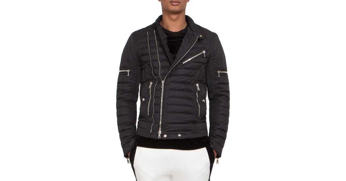 Balmain Puffer Moto Jacket in Black for Men | Lyst