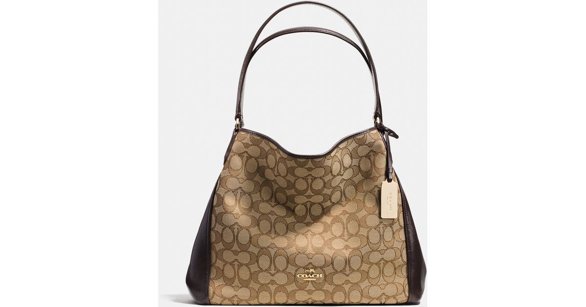 coach edie shoulder bag in signature jacquard