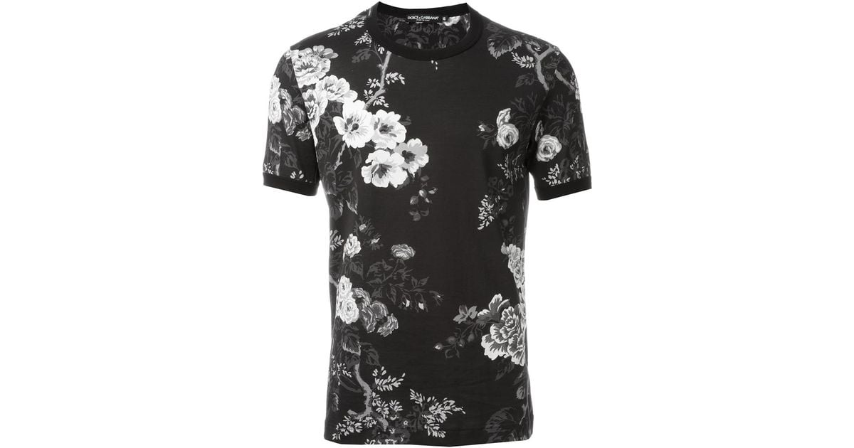 Dolce & Gabbana Floral Print T-shirt in Black for Men | Lyst