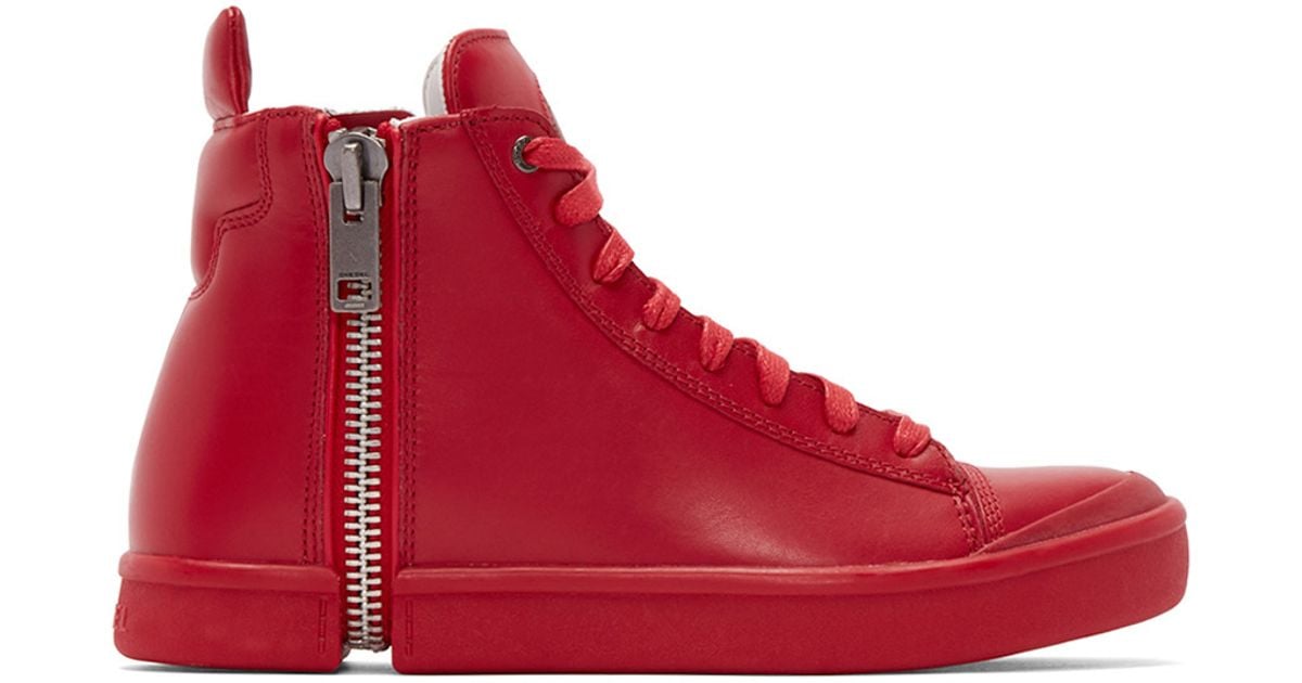 DIESEL Red Leather S-nentish High-top 