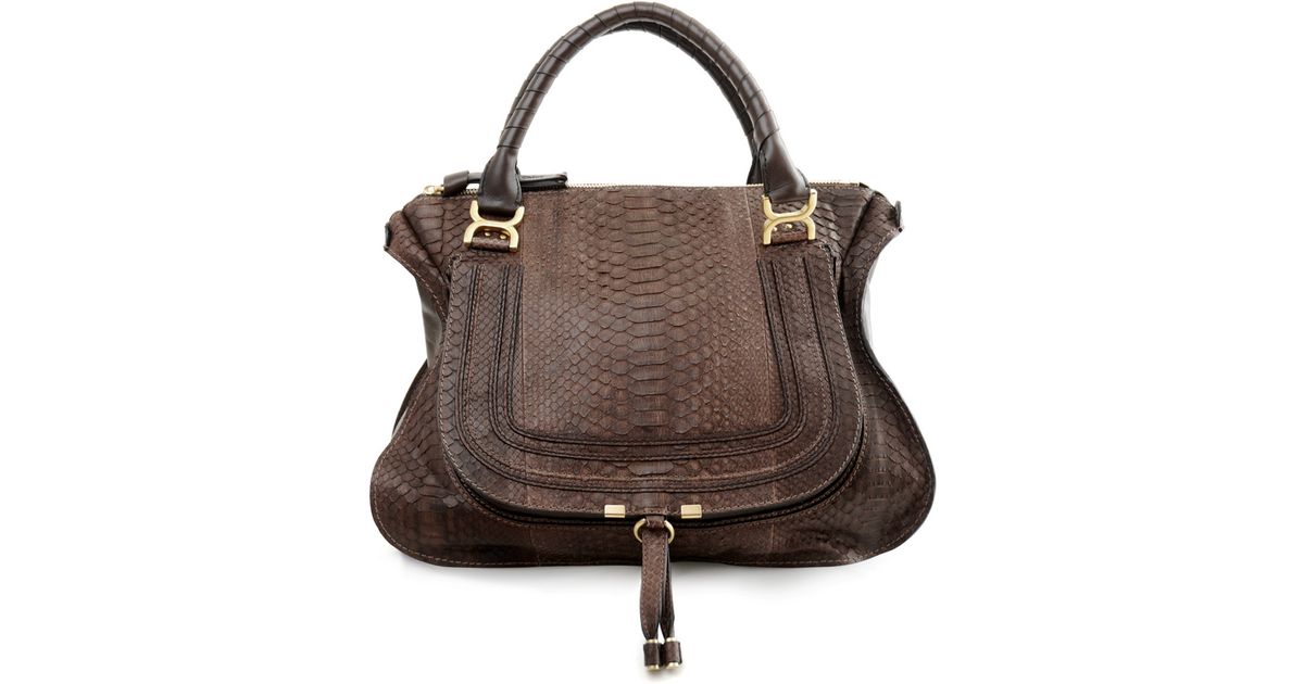 Chlo Marcie Python Bag in Brown (mocha) | Lyst  