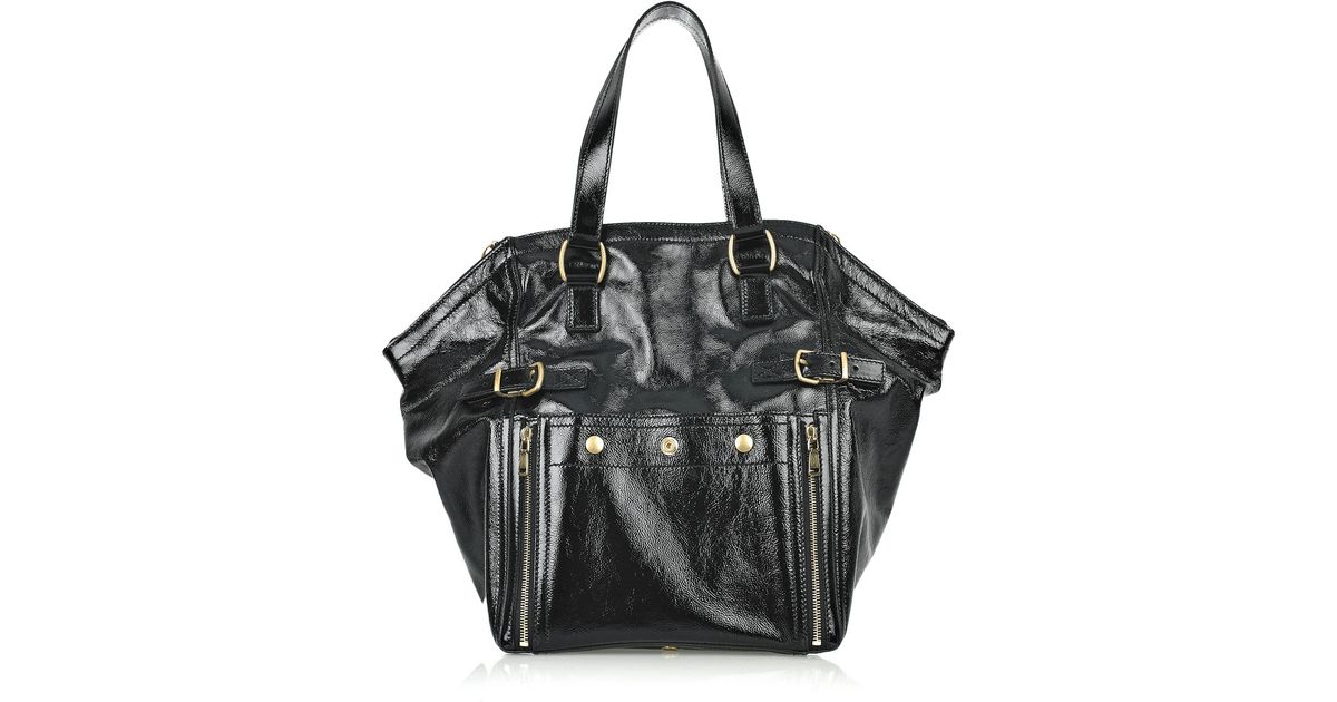 Saint laurent Downtown Patent-leather Tote in Black (nero) | Lyst  