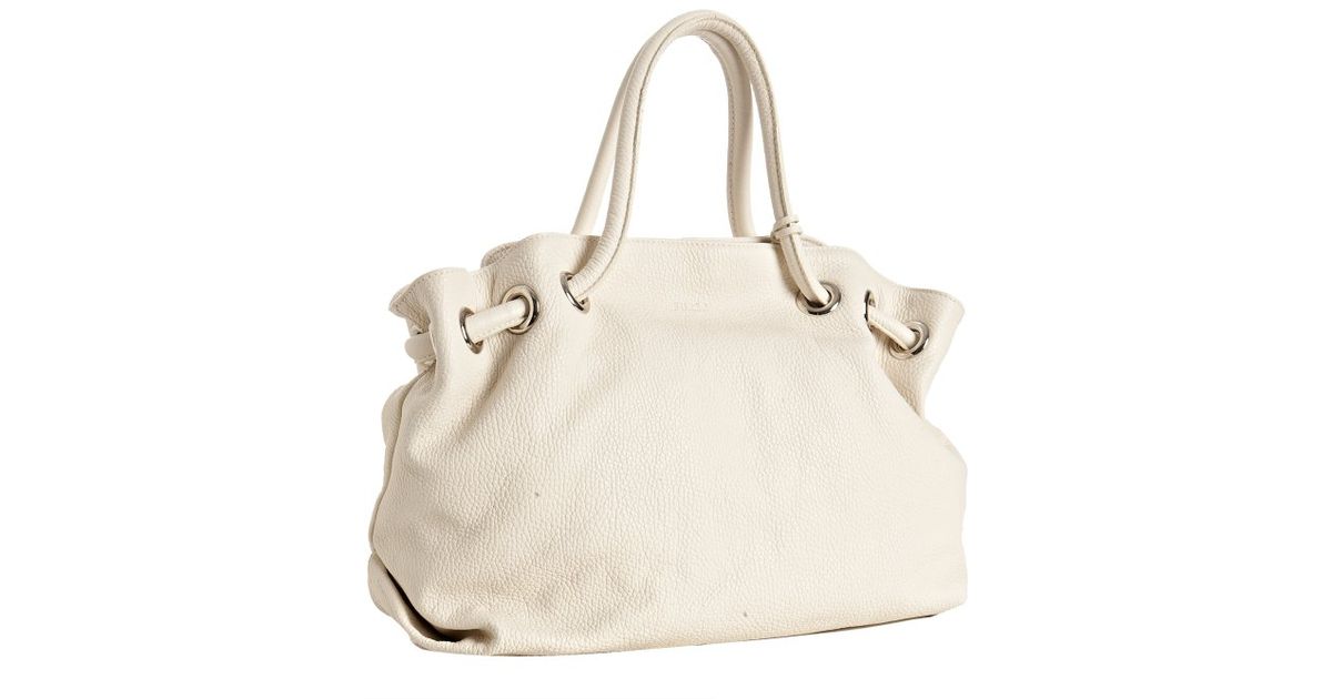 Lyst Furla White Leather Carmen Medium Per Tote In