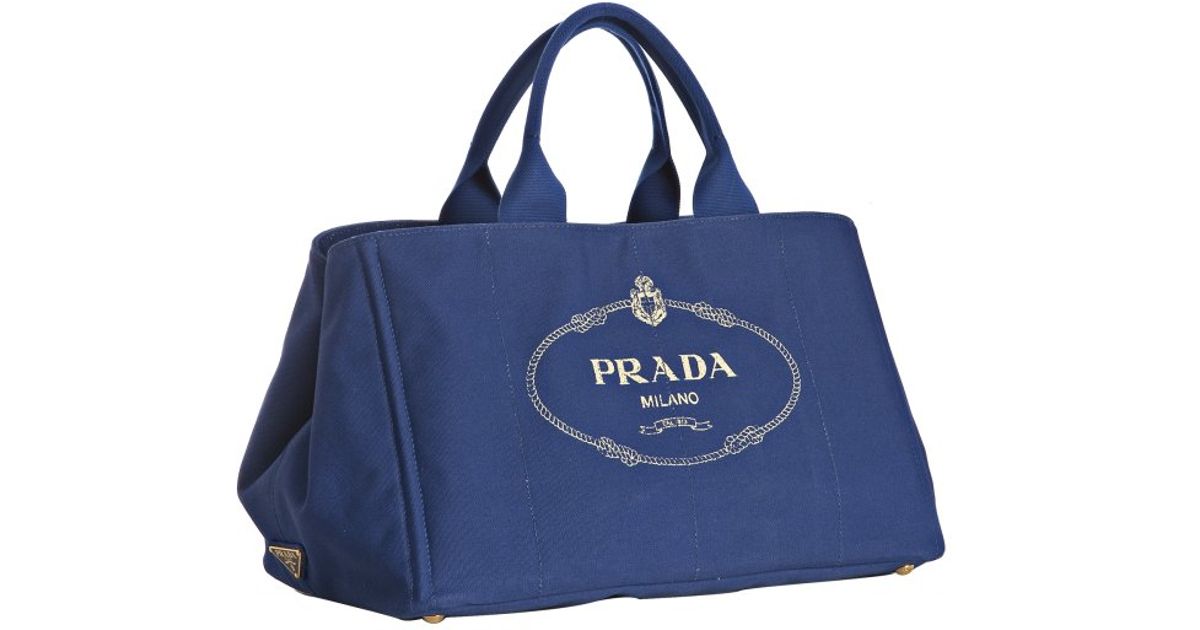 Prada Cobalt Rope Logo Canvas Medium Tote in Blue (cobalt) | Lyst