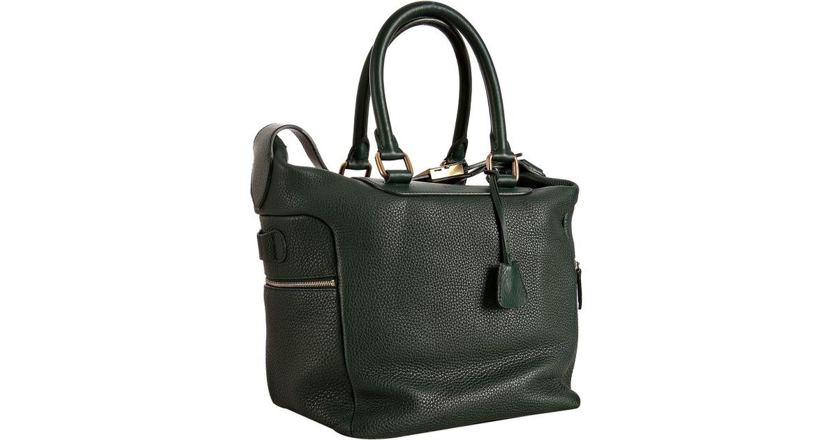 Cline Dark Green Pebble Leather Small Boston Bag in Green | Lyst  