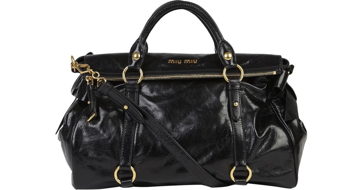 Miu Miu Large Black Vitello Bow Bag Lyst