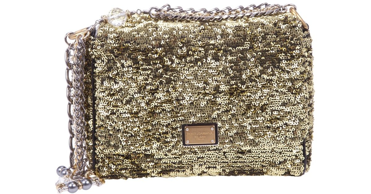 dolce and gabbana gold sequin bag