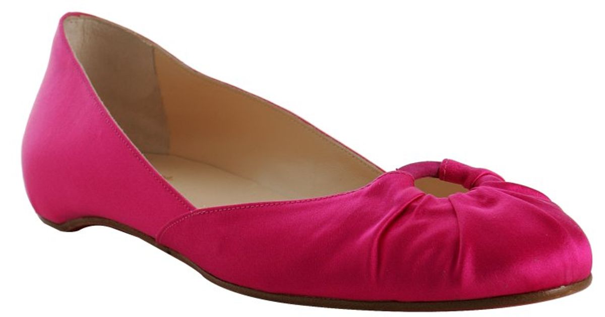 Christian louboutin Hot Pink Satin Pigirl Flats in Pink | Lyst  