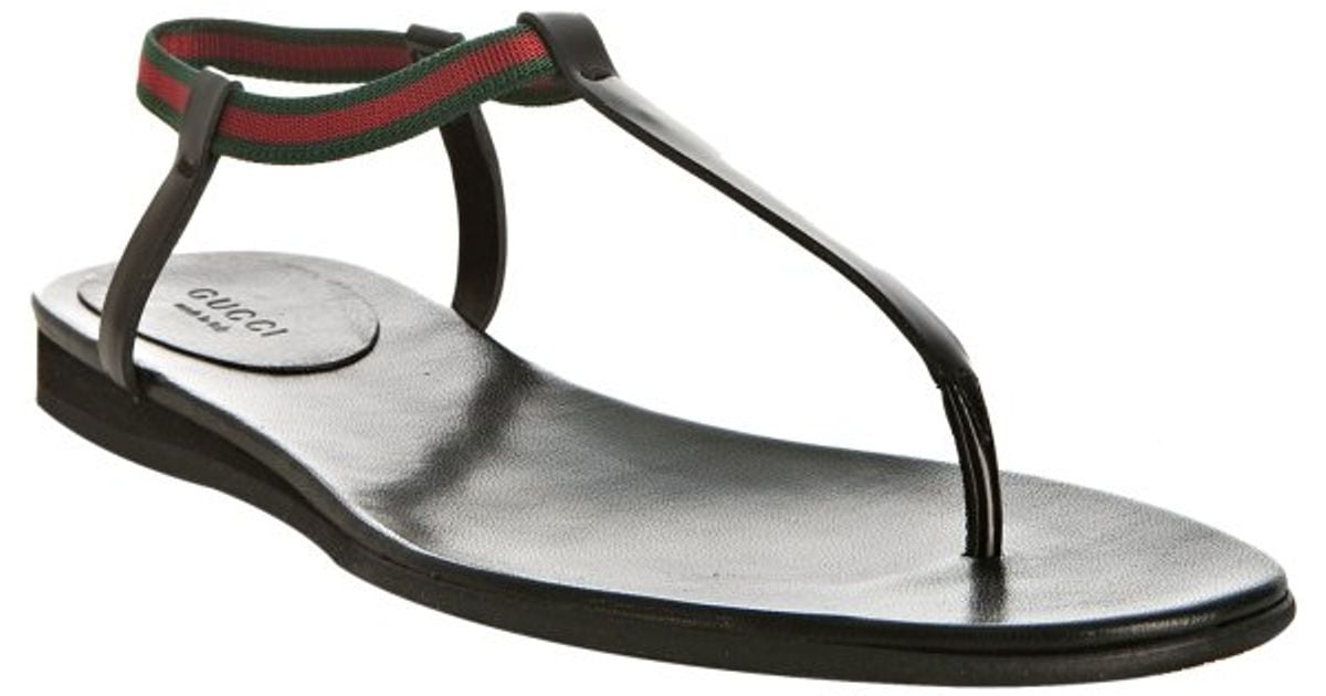 gucci web & leather thong sandals