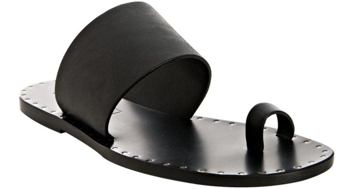 black toe ring flat sandals
