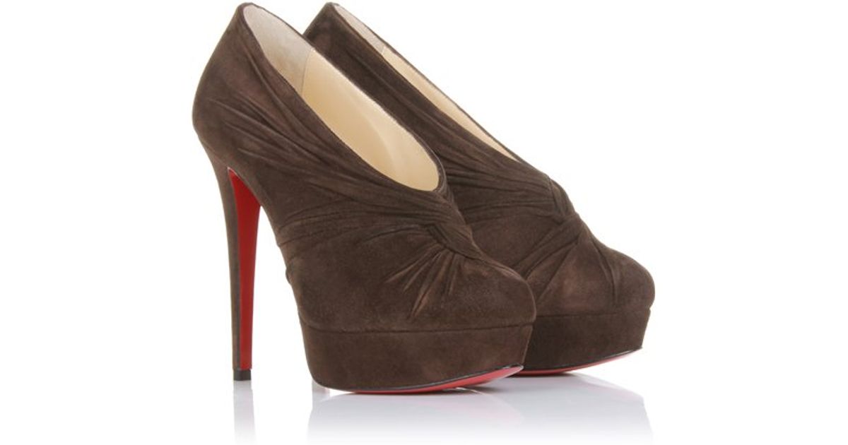 shoes replica usa - Christian louboutin Fastwist 140 Velours Ankle Booties in Brown ...