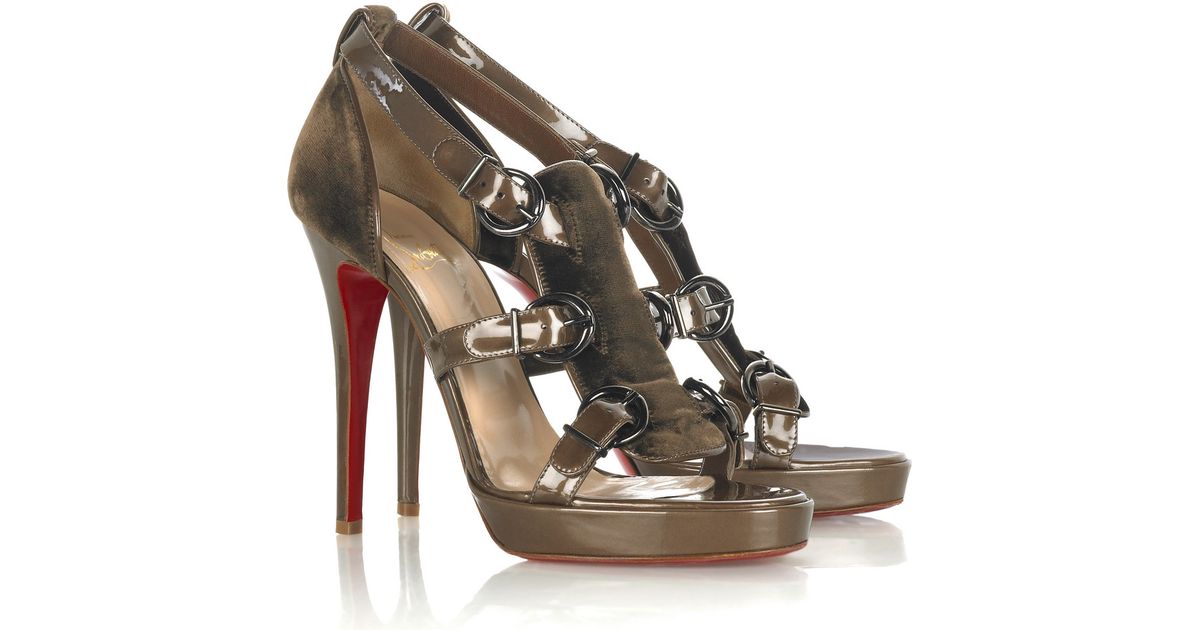 Christian louboutin Lima 120 Velvet Sandals in Brown | Lyst  