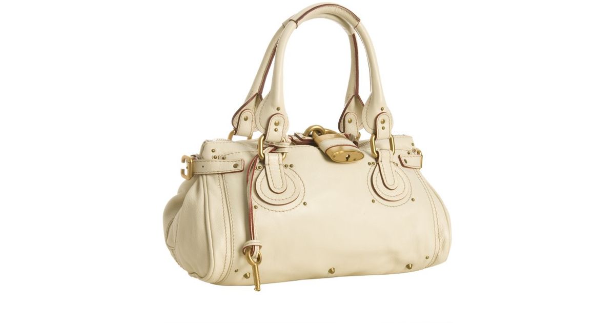 Chlo Cream Leather Paddington Small Shoulder Bag in White (cream ...  