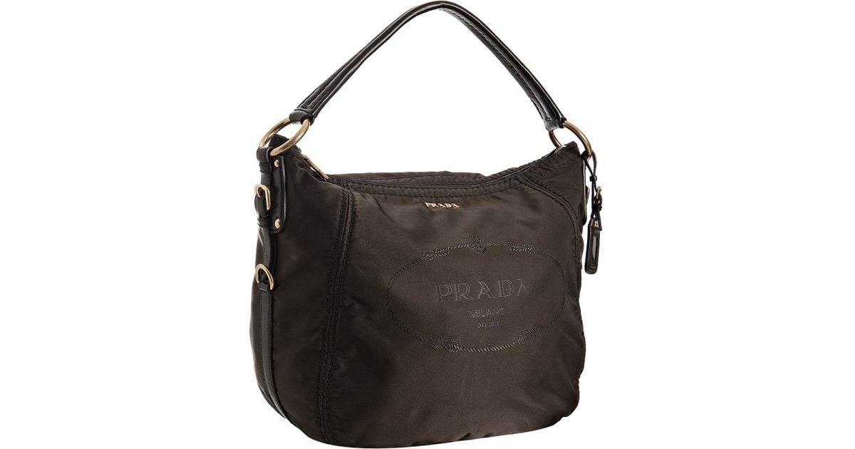 prada brown cloth shoulder bag