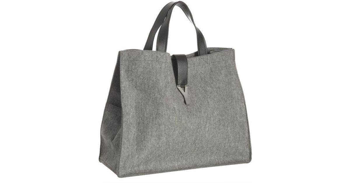 yves saint laurent wallet pink - Saint laurent Heather Grey Felt and Leather Trim Uptown Tote in ...