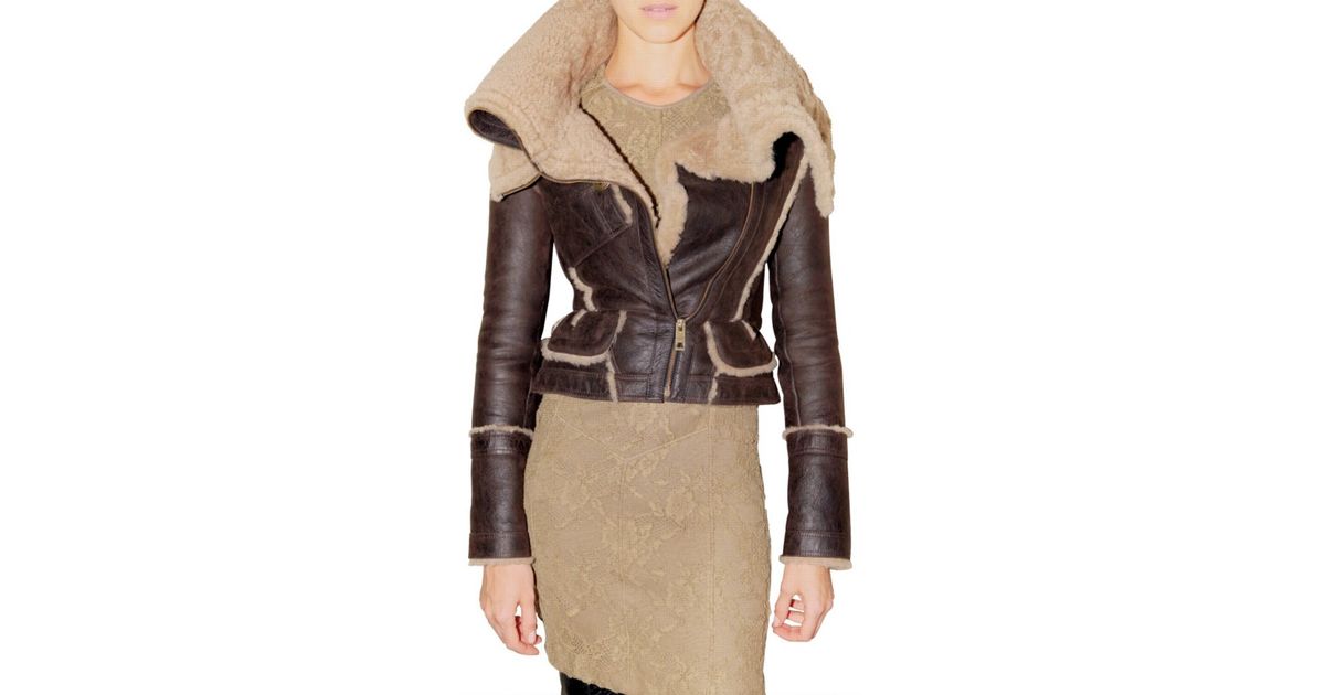 Burberry Prorsum Brown Shearling Leather Jacket