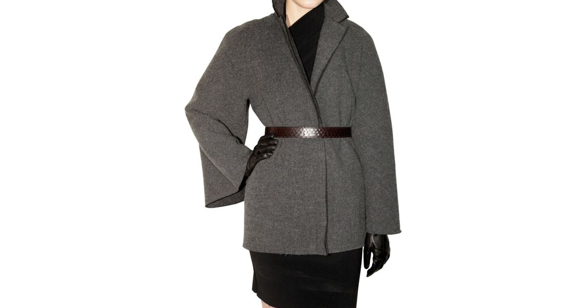 Lanvin Doubled Washed Wool Coat in Grey (Gray) - Lyst