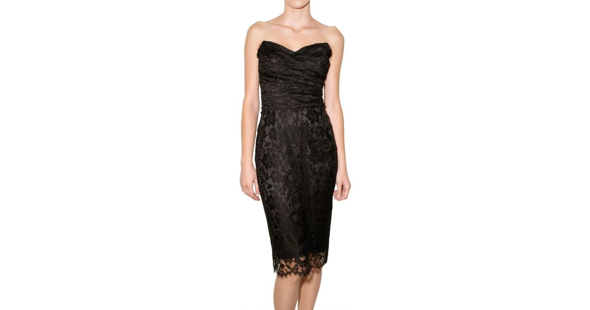 Dolce & Gabbana Lace Bustier Dress in Black - Lyst