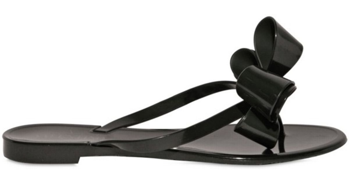 Lyst - Valentino Couture Bow Jelly Sandals in Black