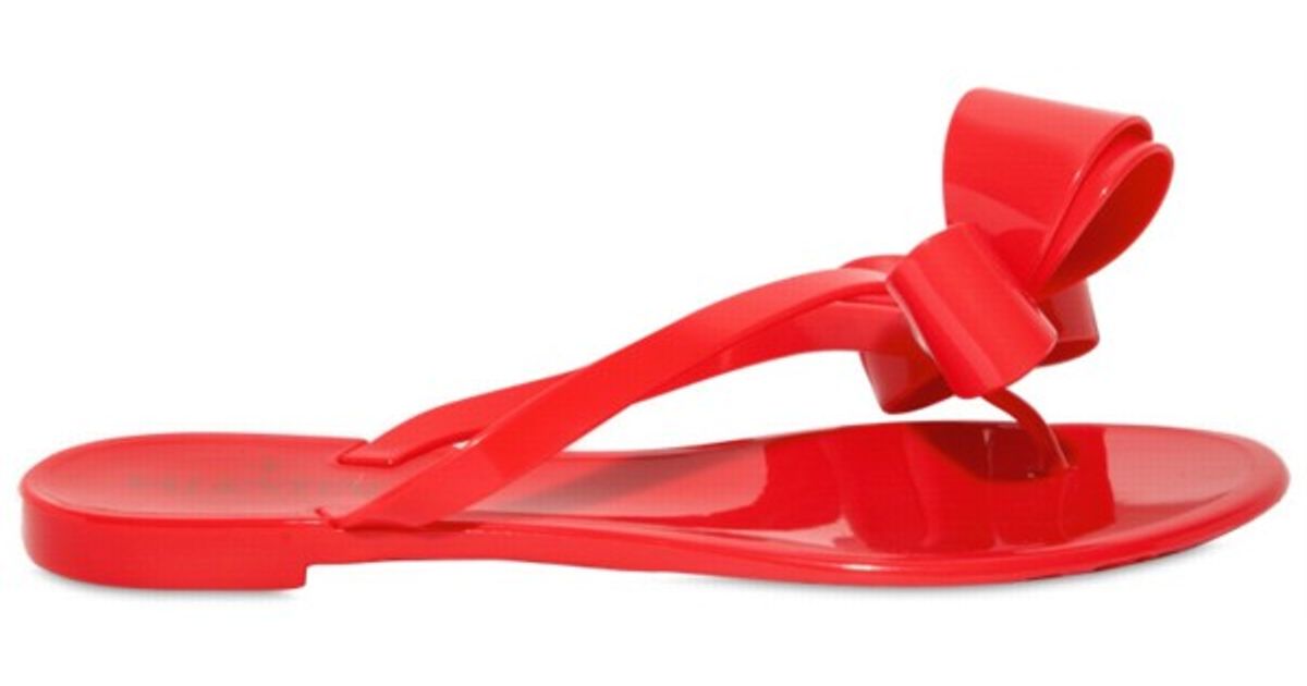 Lyst - Valentino Jelly Bow Flip Flop Flats in Red