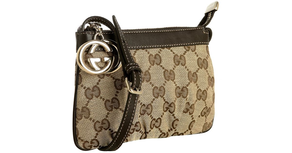Lyst Gucci Dark Brown Gg Canvas Leather Detail Mini Bag In