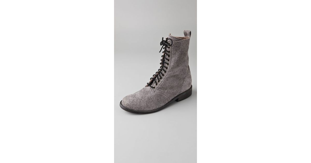 Becca Moon Suede Combat Boots with Elastic Laces in Brown