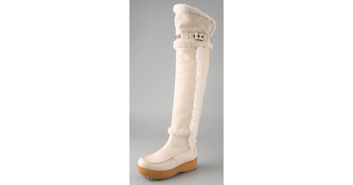 cream hunter boots