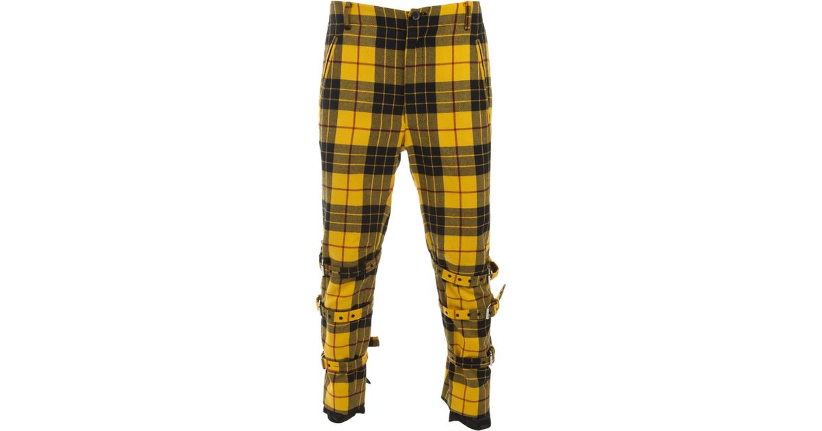 yellow tartan trousers mens