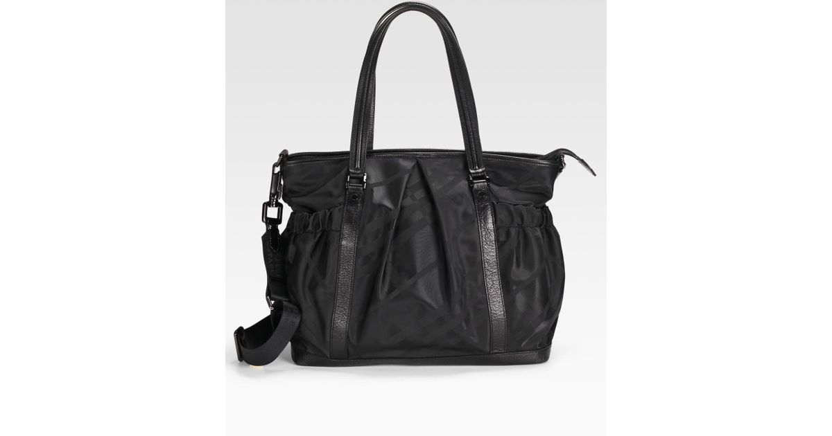 Lyst Burberry Tonal Check Diaper Bag In Black