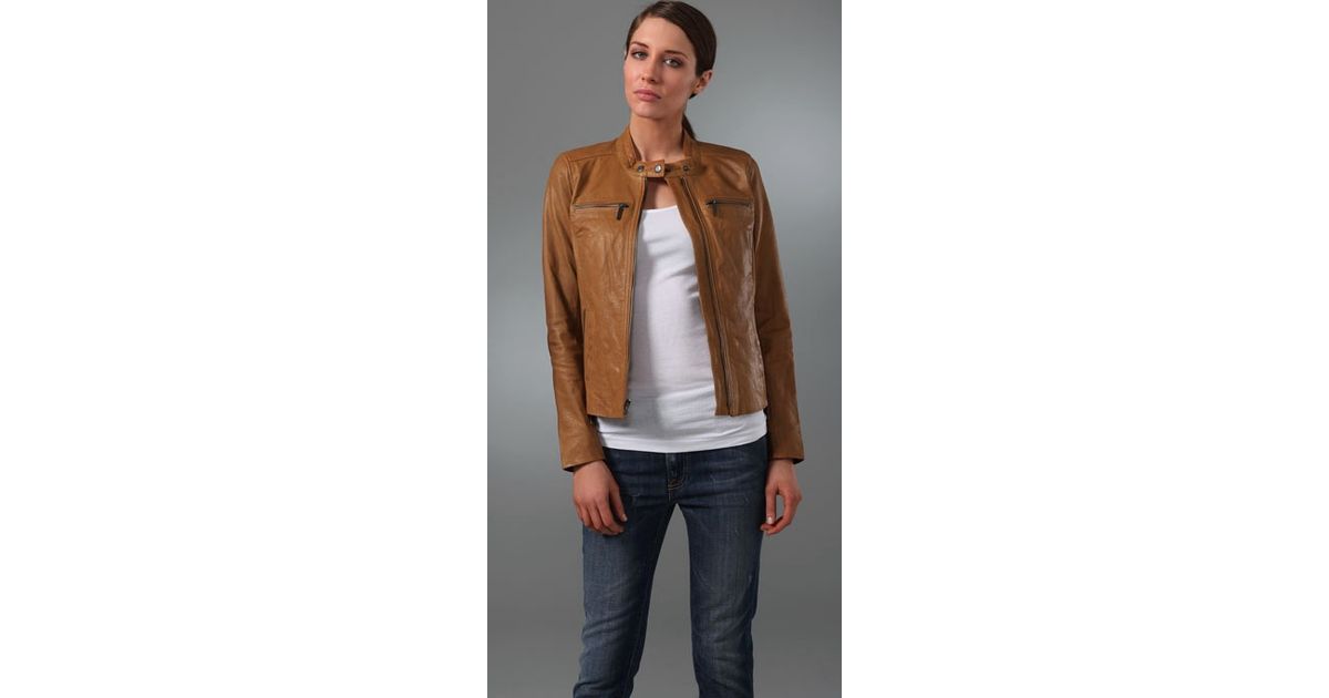 Lyst Vince Motocross Leather Jacket In Brown