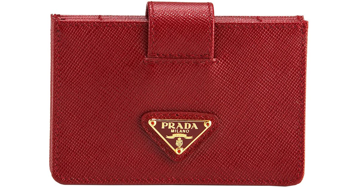 Prada Saffiano Leather Accordion Card Case in Red | Lyst