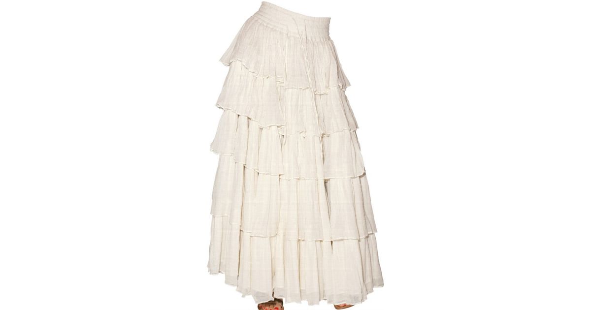 Mes Demoiselles Long Cotton Gauze Skirt in Ivory (White) - Lyst
