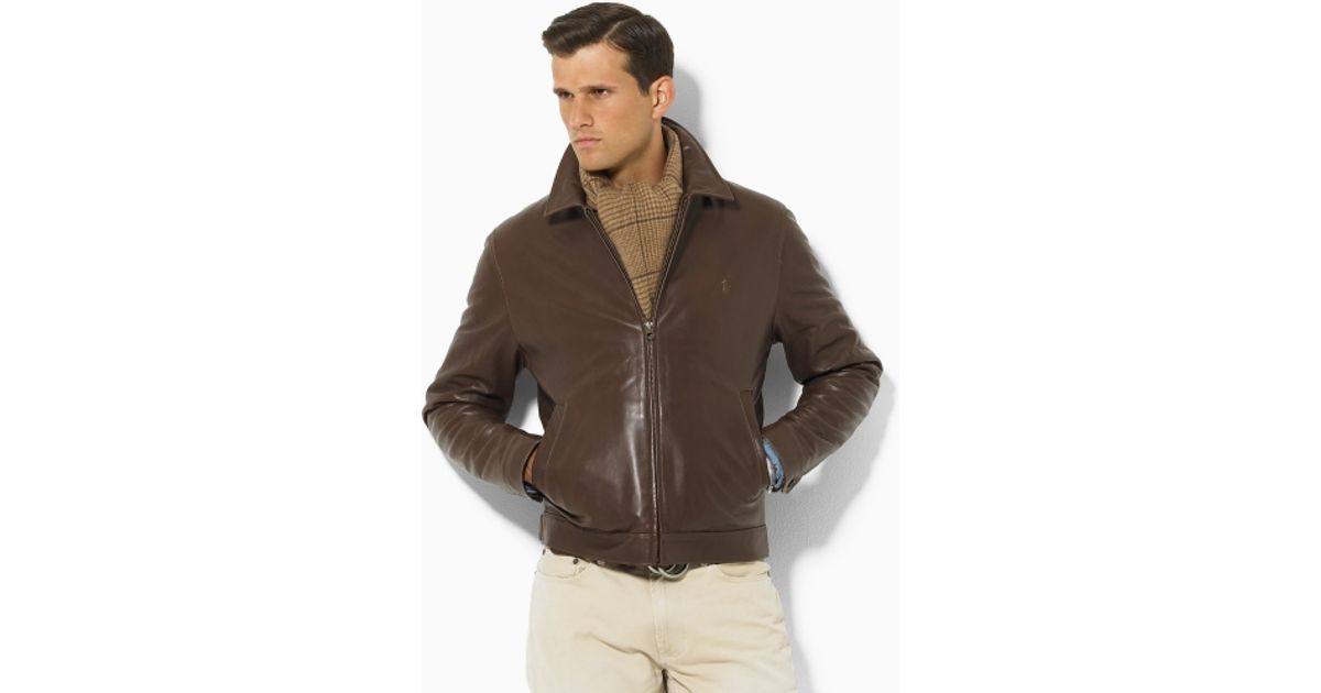 Polo Ralph Lauren Brown Bradford Leather Windbreaker For Men
