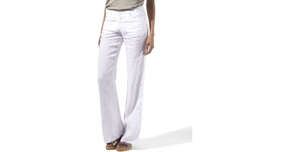 Inpakken Nieuwsgierigheid Schilderen Armani Jeans Wide Leg Linen Trousers in White | Lyst UK