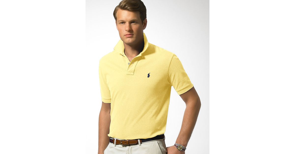 Polo Ralph Lauren Classic Fit Short Sleeved Cotton Mesh Polo in Natural ...