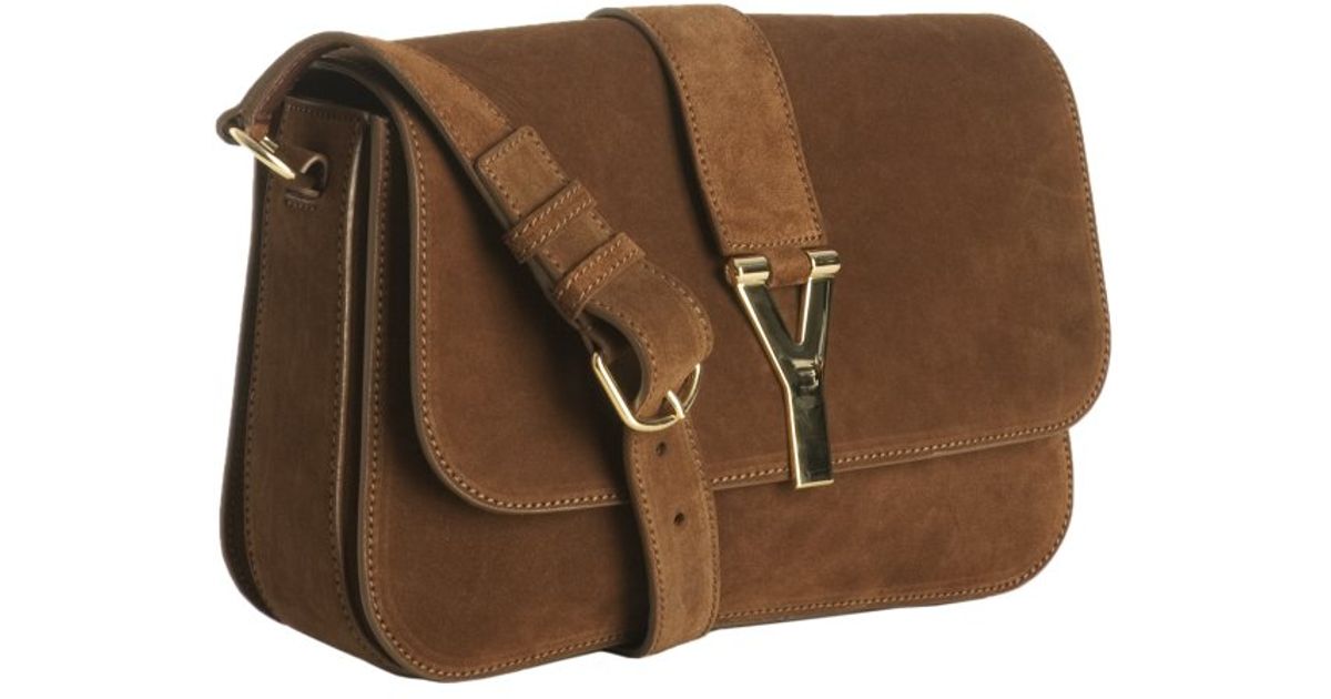 Saint laurent Brown Suede Chyc Shoulder Bag in Brown | Lyst  