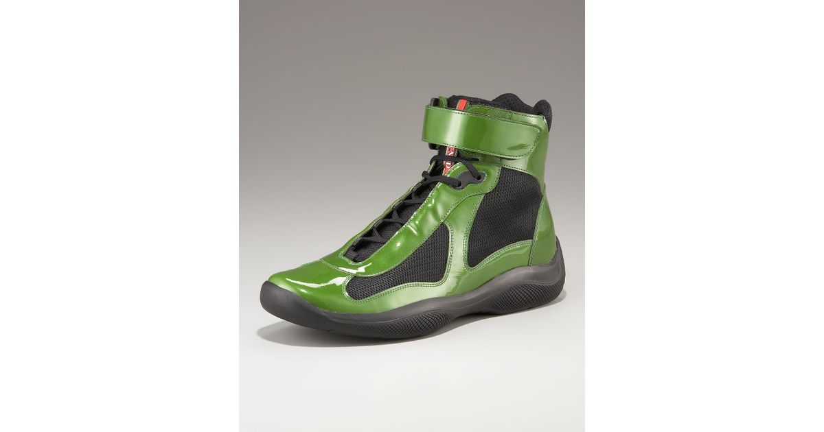 Prada Patent Leather Hi-top, Green in Green for Men | Lyst  