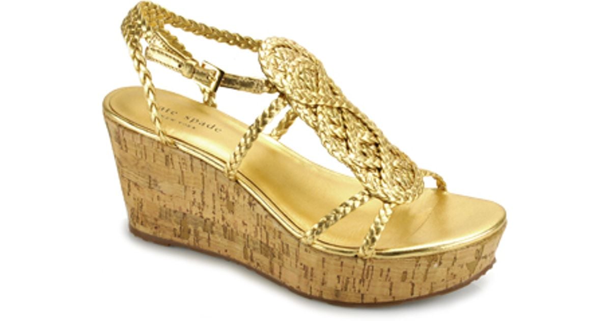 Lyst Kate spade new york Beachy Gold Braided Rope Cork Wedge Sandal