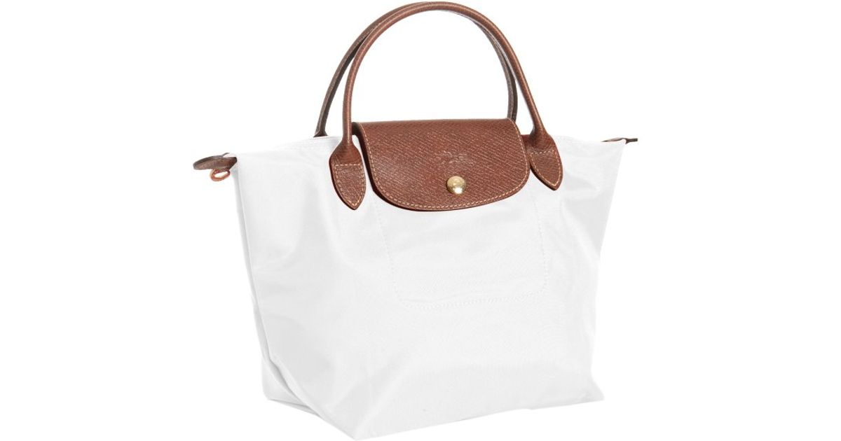 Longchamp White Nylon Le Pliage Small Folding Tote in White Lyst