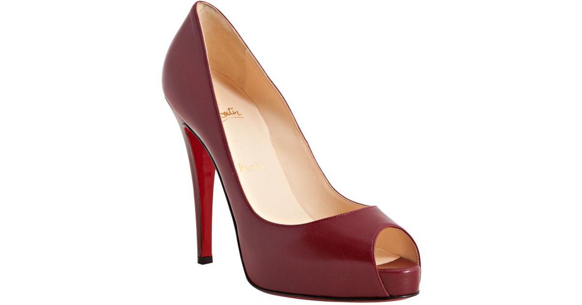 Christian louboutin Dark Red Leather Very Prive 120 Peep Toe Pumps ...  