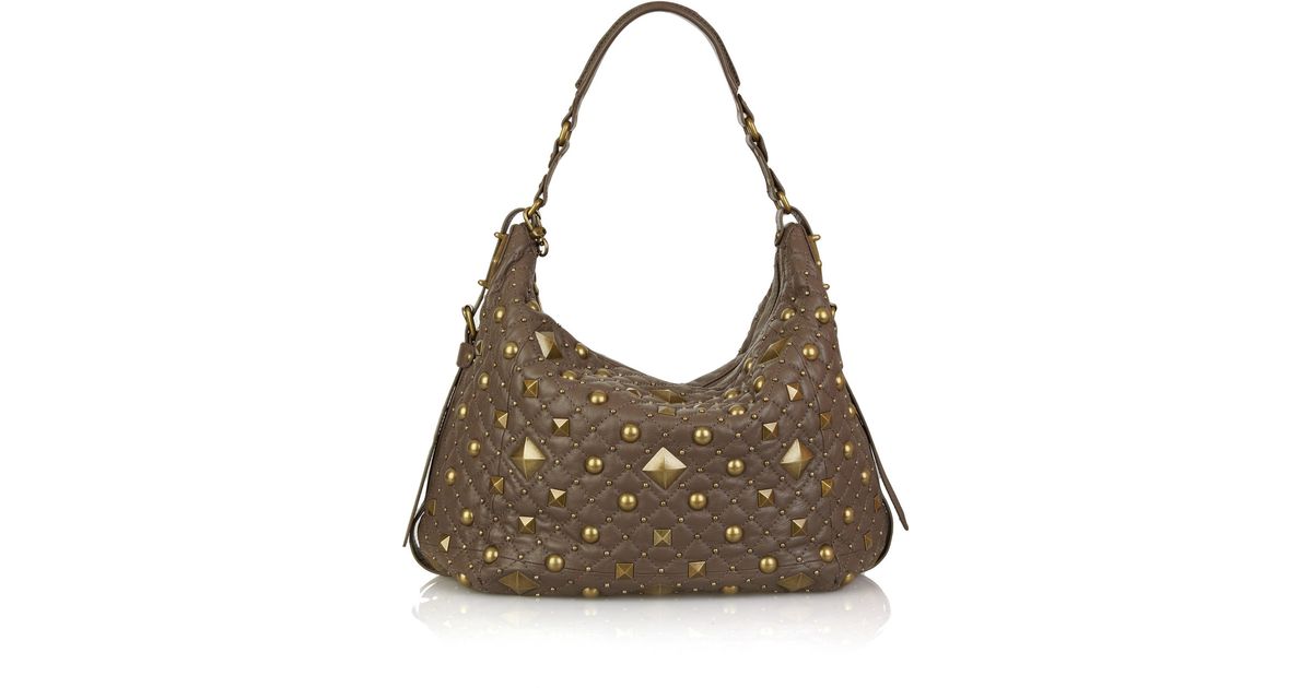 DKNY Studded Leather Shoulder Bag in Brown Lyst