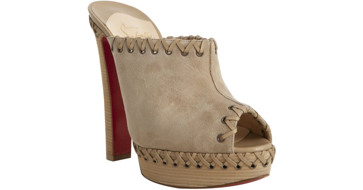Christian Louboutin Christian Louboutin Tan Suede Peep | christian louboutin beige suede eyelet sablina peep toe Christian Louboutin Christian Louboutin Tan Suede Peep | christian louboutin beige suede eyelet sablina peep toe